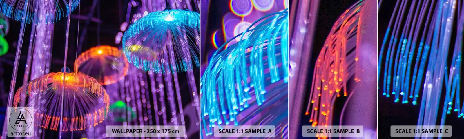 Fototapeta Vzorek Standard Eco - Světelná fontána - Neon, Světla, Jas - 100x30 cm