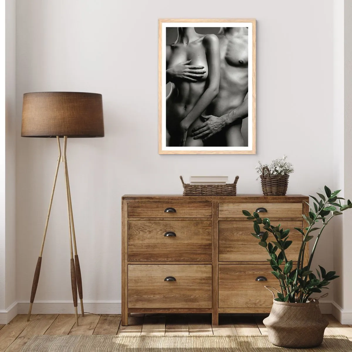 Plakát v rámu světlý dub - Adam a Eva - 40x50 cm