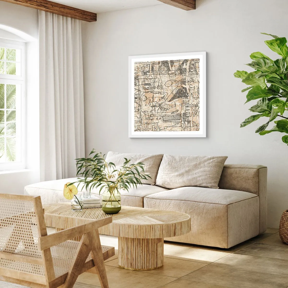 Plakát v bílém rámu - Čeká na rozluštění - 60x60 cm