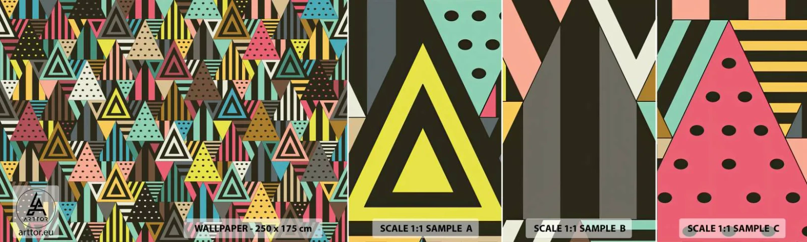 Fototapeta Vzorek Standard Eco - V rytmu na tři - Abstrakce, Kus, Trojúhelníky - 100x30 cm