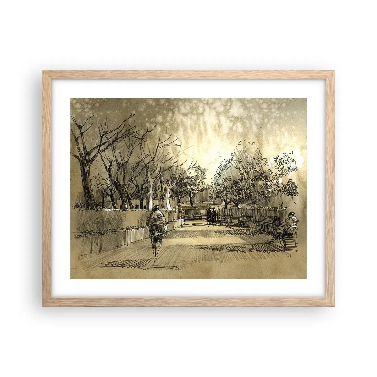 Plakát v rámu světlý dub - Pírkem zastavený okamžik - 50x40 cm