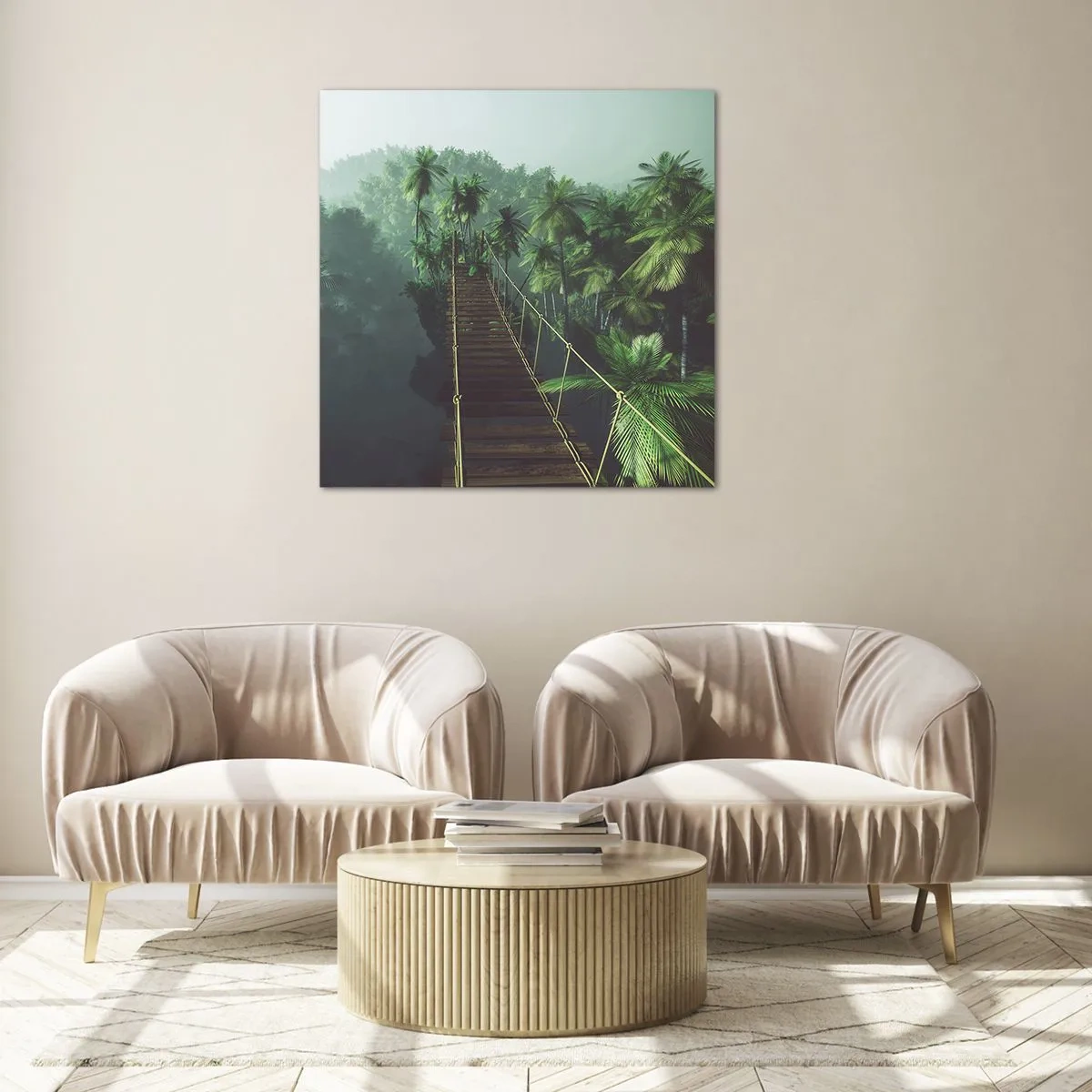 Obraz na skle - U vodopádu zeleně - 40x40 cm