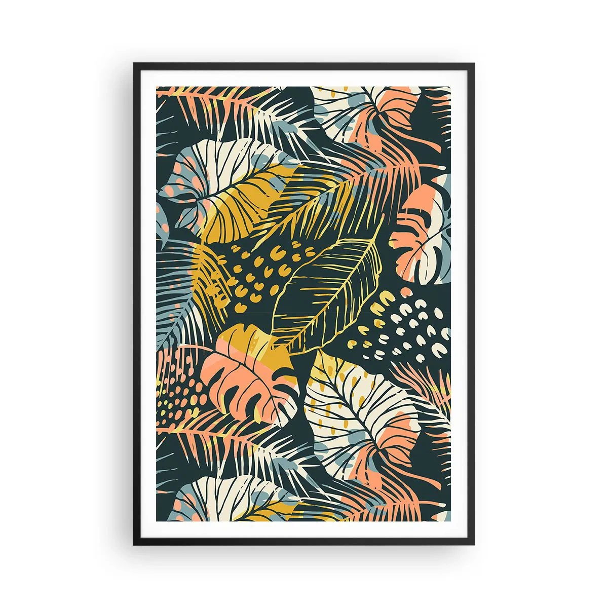 Plakát v černém rámu - Listová fantazie - 70x100 cm