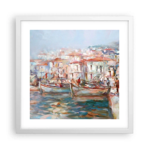 Plakát v bílém rámu - Pastelová dovolená - 40x40 cm