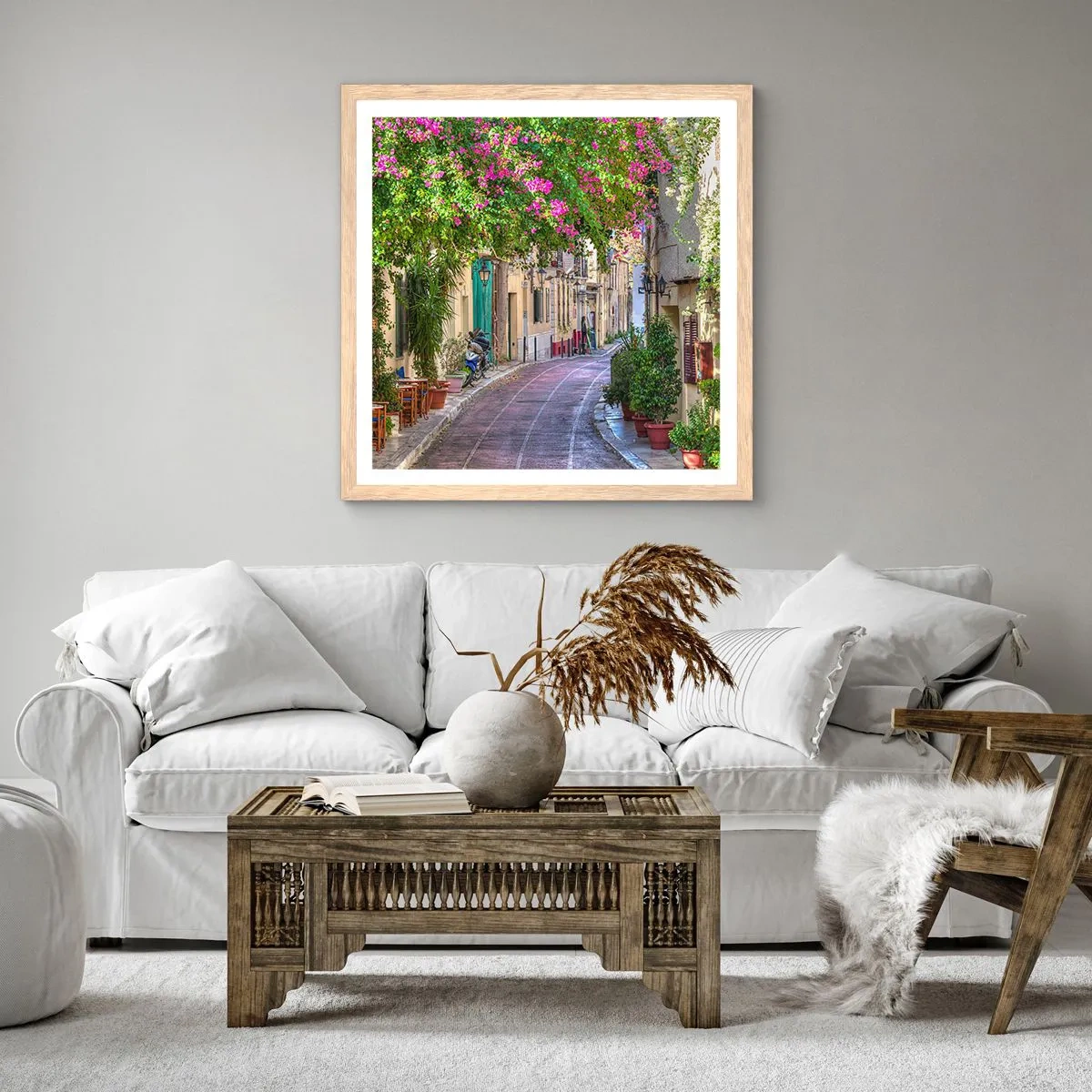 Plakát v rámu světlý dub - Kvetoucí zákoutí - 60x60 cm