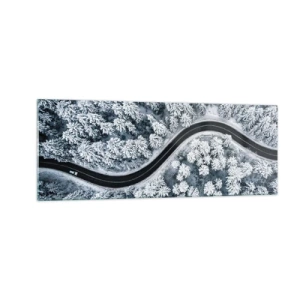 Obraz na skle - Zimním lesem - 140x50 cm