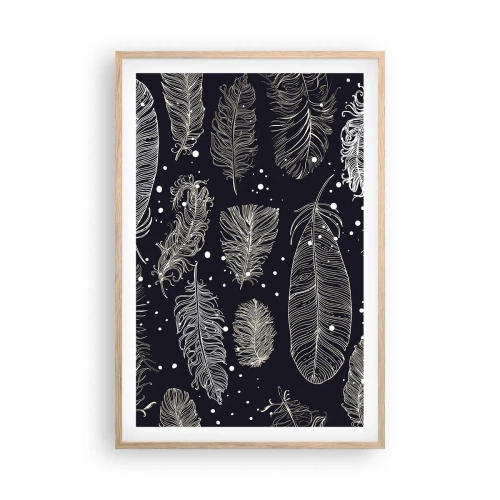 Plakát v rámu světlý dub - Krajka s peřím - 61x91 cm