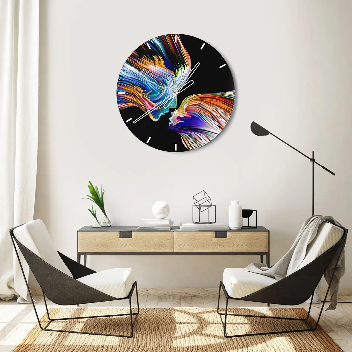 Nástěnné hodiny - Fúze energie a světla - 40x40 cm