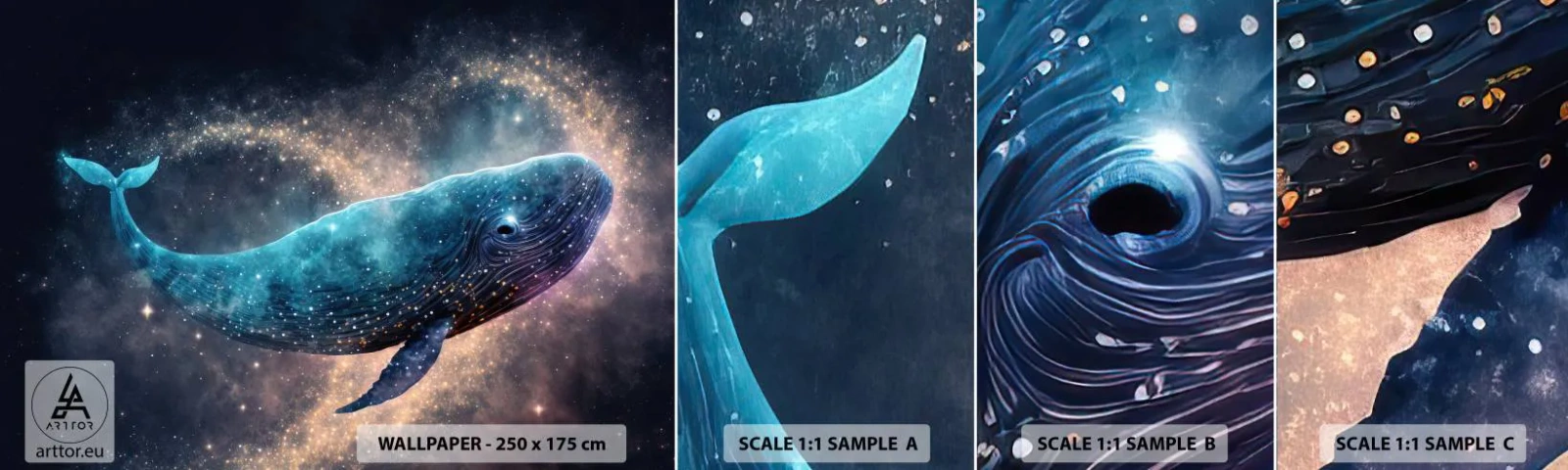 Vzor Fototapety Samolepicí Deluxe Sticker - Je takový svět… - Velryba, Kouzlo, Fantastický - 100x30 cm