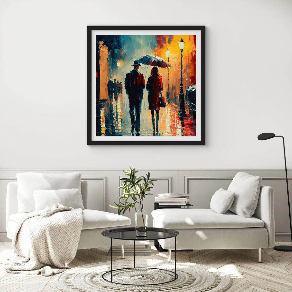 Plakát v černém rámu - Městská love story - 50x50 cm