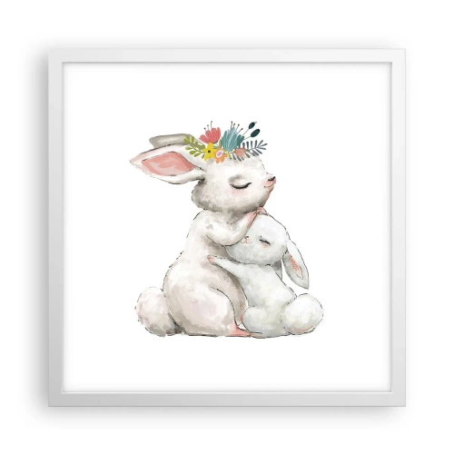 Plakát v bílém rámu - Nejlepší je u mámy - 40x40 cm