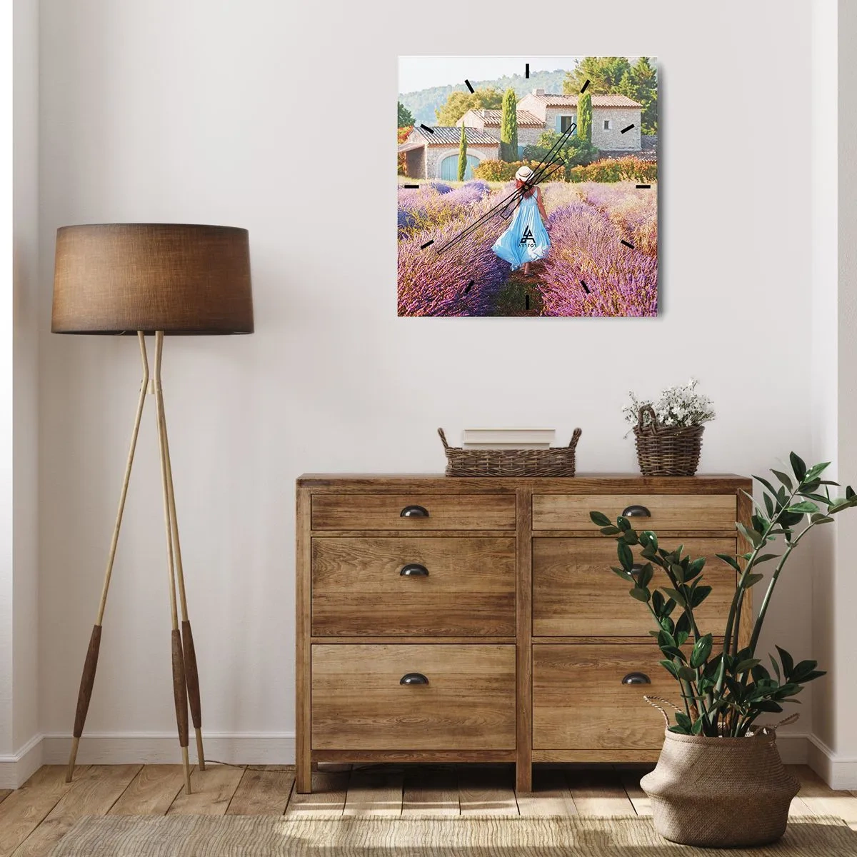 Nástěnné hodiny - Levandulová dívka - 40x40 cm