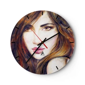 Nástěnné hodiny - Portrét ženy v uměleckém, malířském stylu - 30x30cm - Centík za tvé myšlenky - Moderní nástěnná dekorace do obývacího pokoje, kuchyně a ložnice ARTTOR