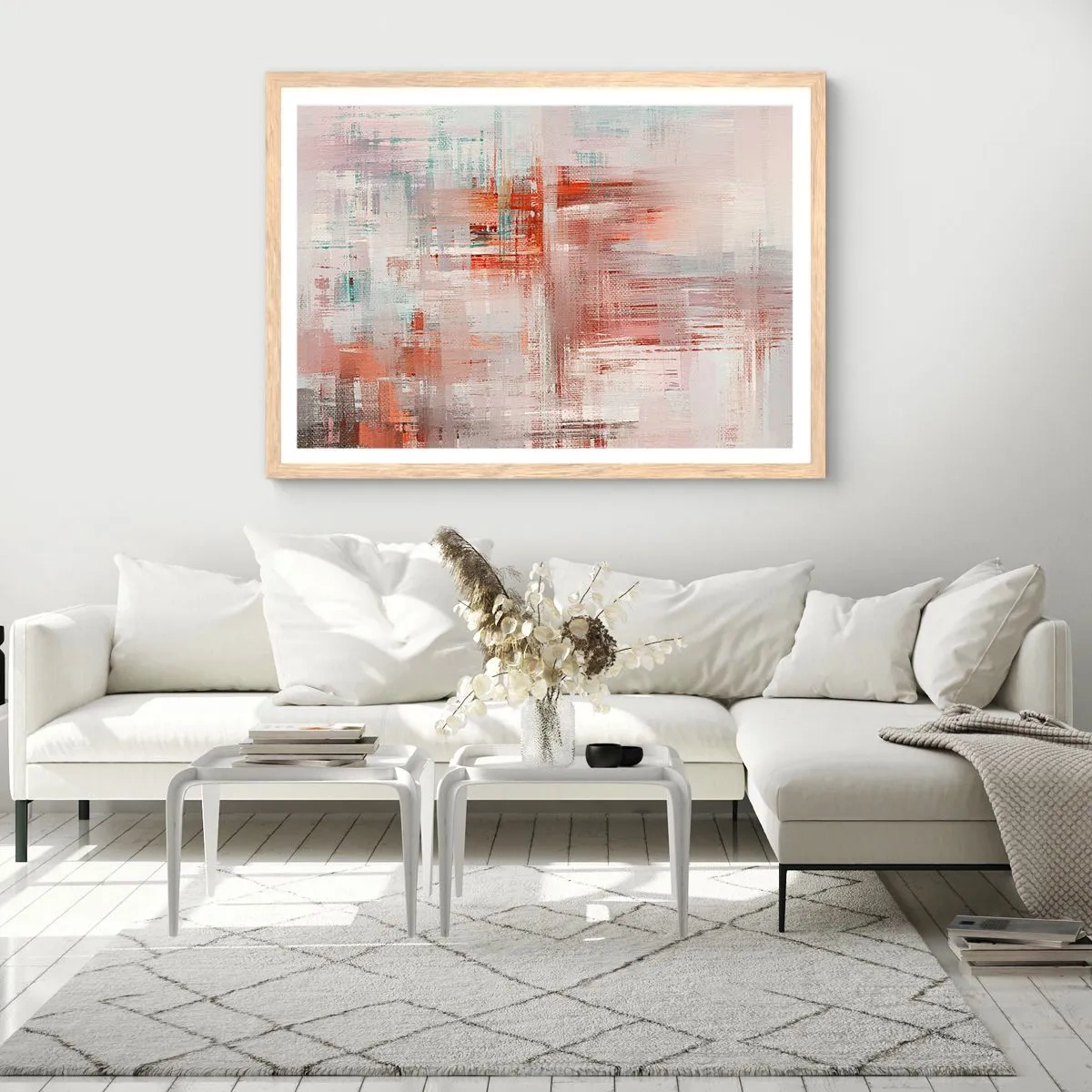 Plakát v rámu světlý dub - Zamlžené. Ale růžové - 40x30 cm