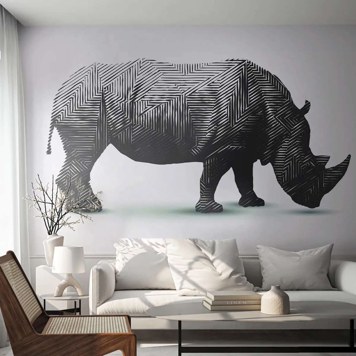Fototapeta Premium Canvas - Geometrická krása přírody - Zvířata, Nosorožec, Grafika - 250x175 cm