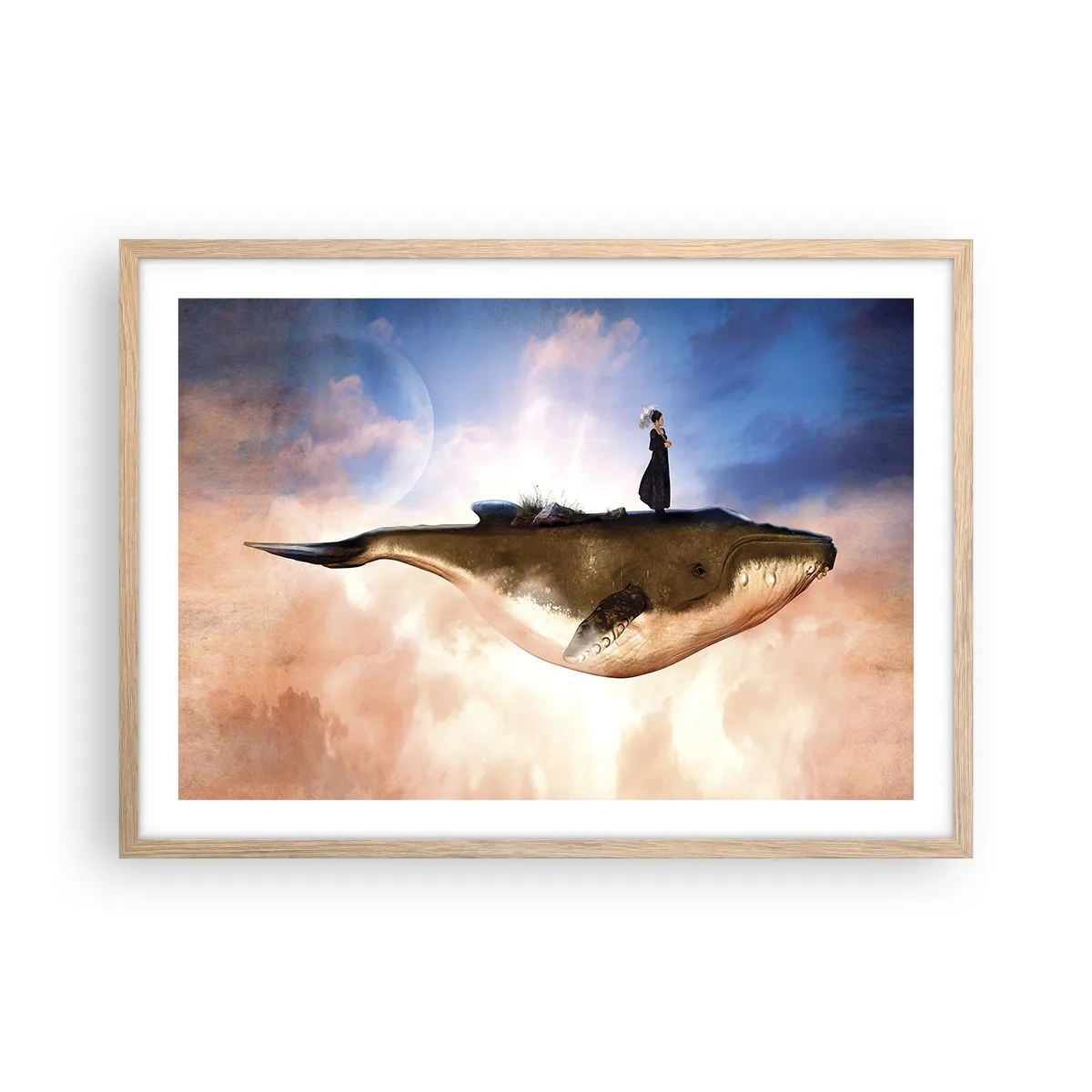 Plakát v rámu světlý dub - Surrealistická cesta - 70x50 cm