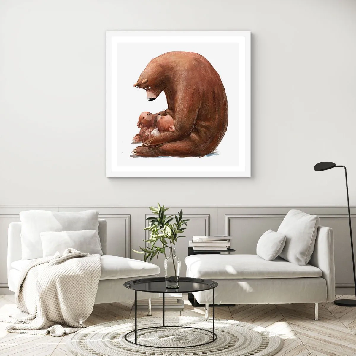 Plakát v bílém rámu - Sladké sny, děti - 40x40 cm