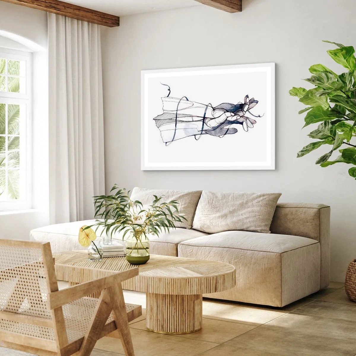 Plakát v bílém rámu - Studie o dotyku - 91x61 cm