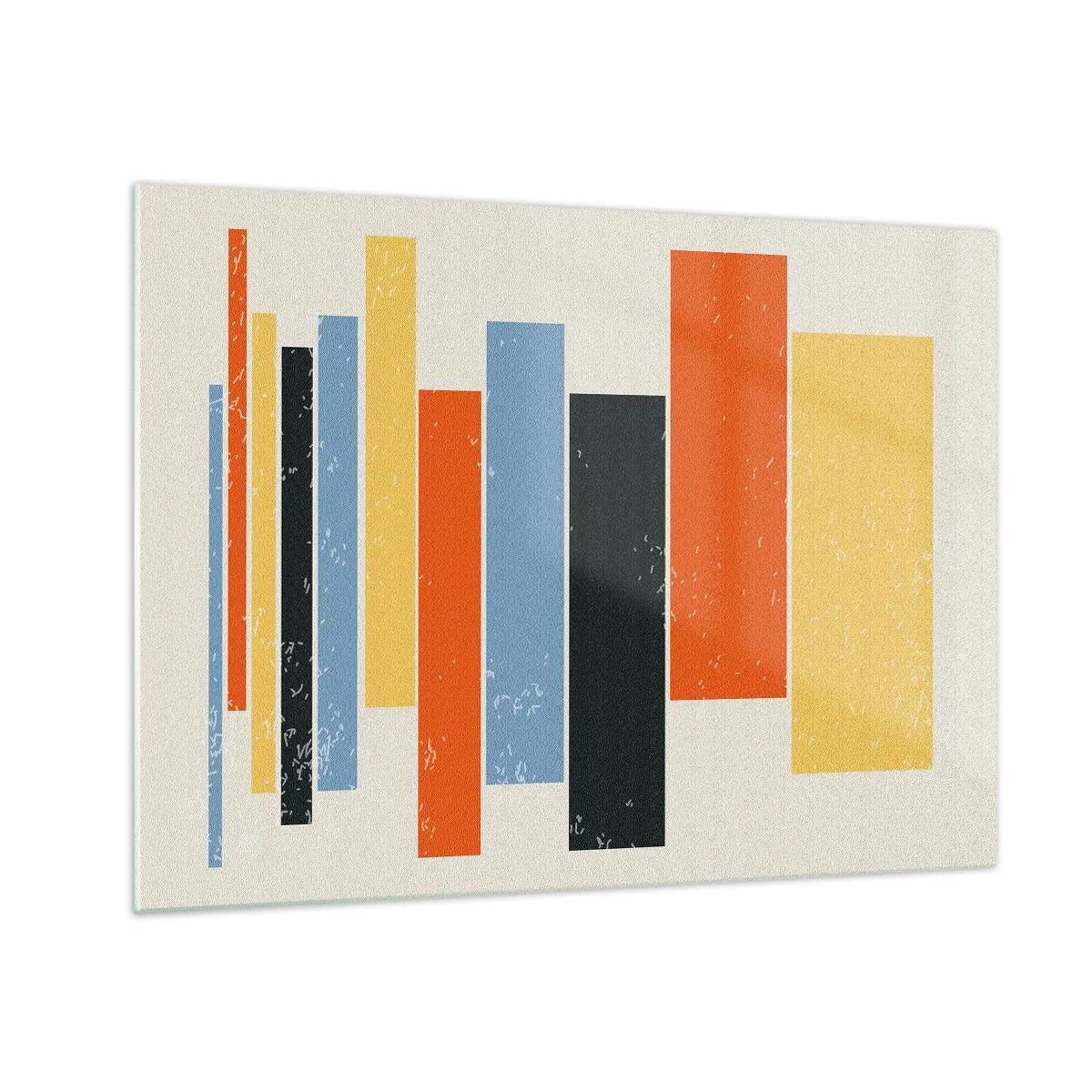 Obraz na skle - Geometrické pruhy v rytmické kompozici na světlém pozadí - 70x50cm - Záznam hudby - Moderní nástěnná dekorace do obývacího pokoje a ložnice ARTTOR