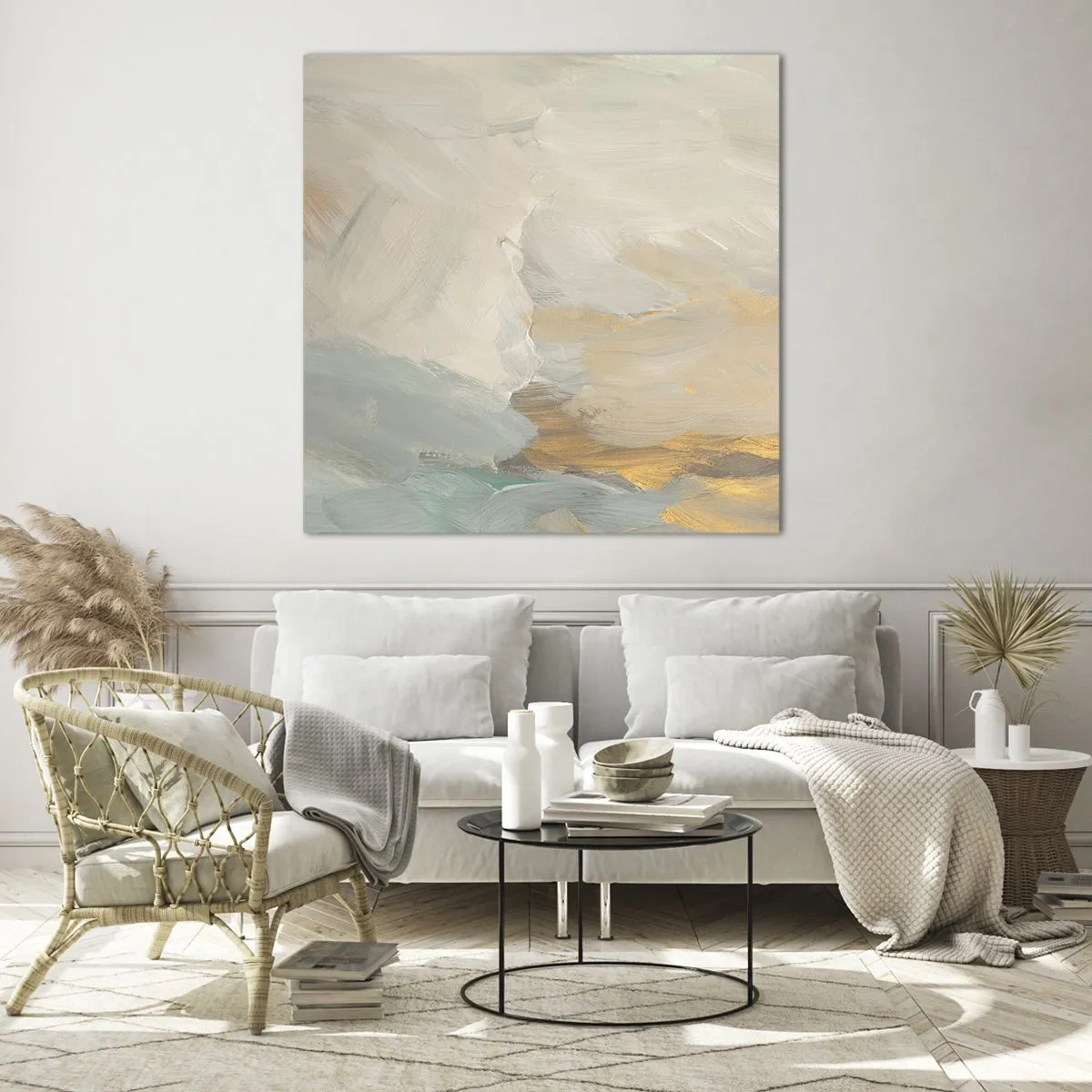 Obraz na skle - Abstrakce – krajina něhy - 60x60 cm