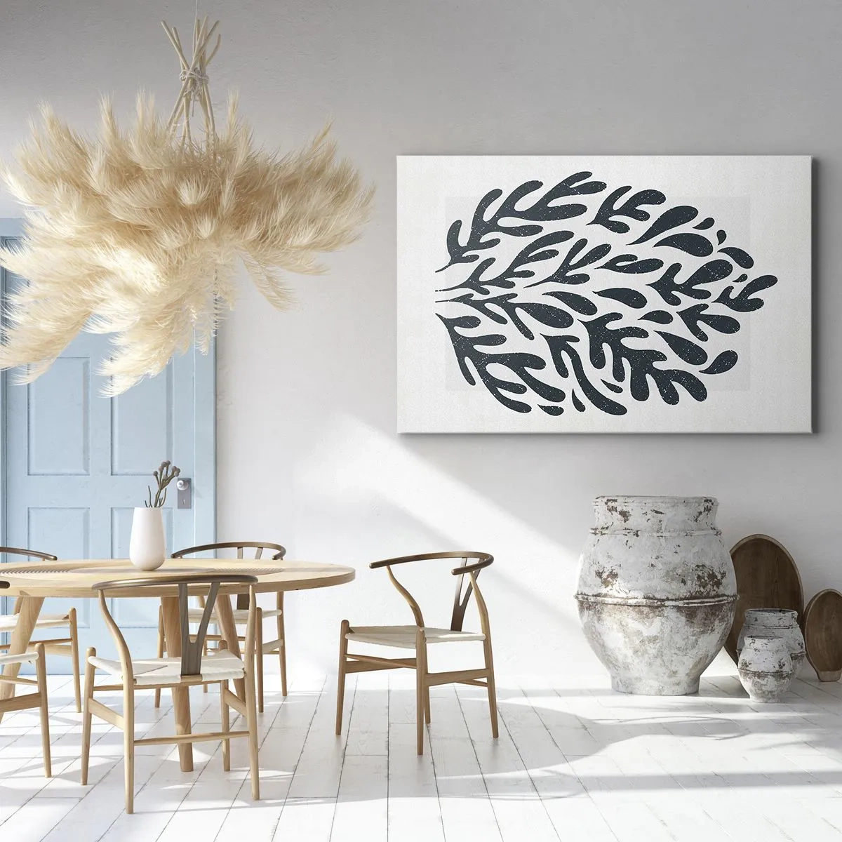 Obraz na plátně - Tmavý abstraktní motiv listu na světlém pozadí - 70x50cm - Tvary přírody - Moderní nástěnná dekorace do obývacího pokoje a ložnice ARTTOR