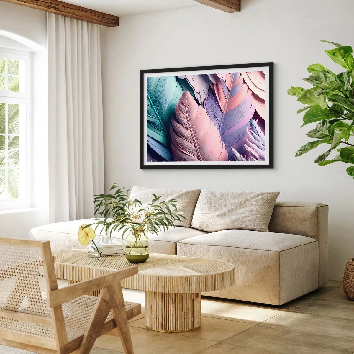 Plakát v černém rámu - Ptačí styl - 91x61 cm