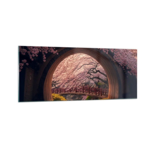 Obraz na skle - Japonské jaro - 100x40 cm