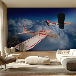 Fototapeta Samolepicí Deluxe Sticker - Ještě výš, ještě dál - Letadlo, Kluzák, Mraky - 250x175 cm
