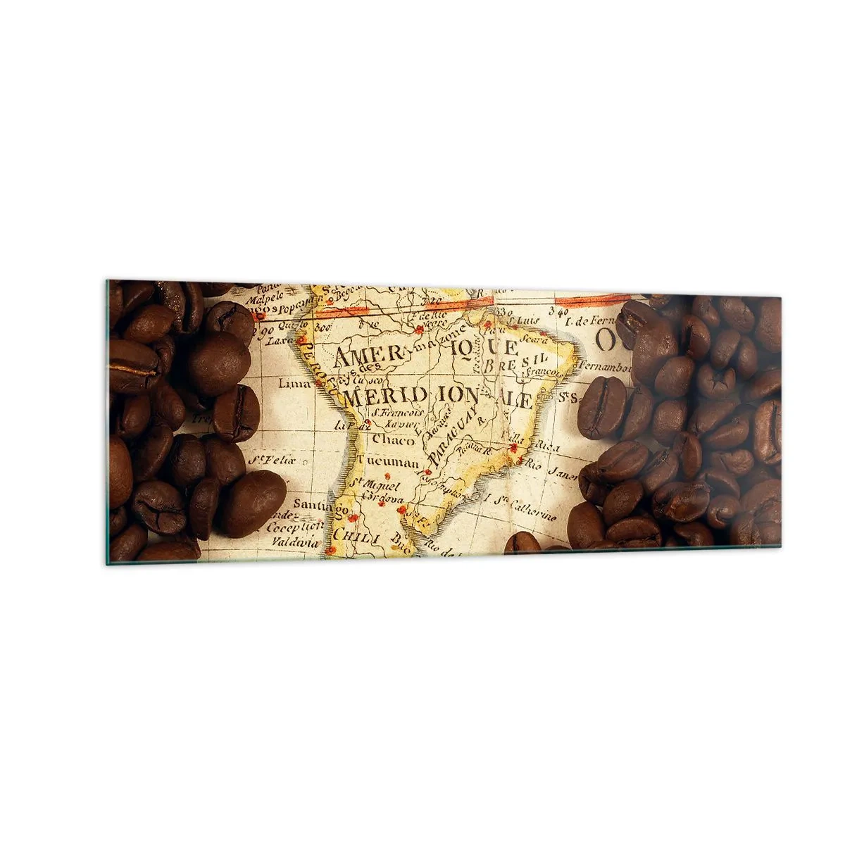 Obraz na skle - Odkud je nejlepší káva? - 140x50 cm