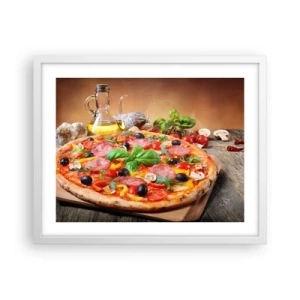 Plakát v bílém rámu - Se skutečně italskou chutí - 50x40 cm