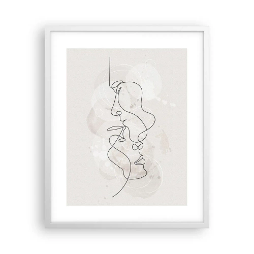 Plakát v bílém rámu - Zamotaní v objetí - 40x50 cm