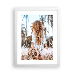 Plakát v bílém rámu - Zrozená z travní chmýří - 30x40 cm
