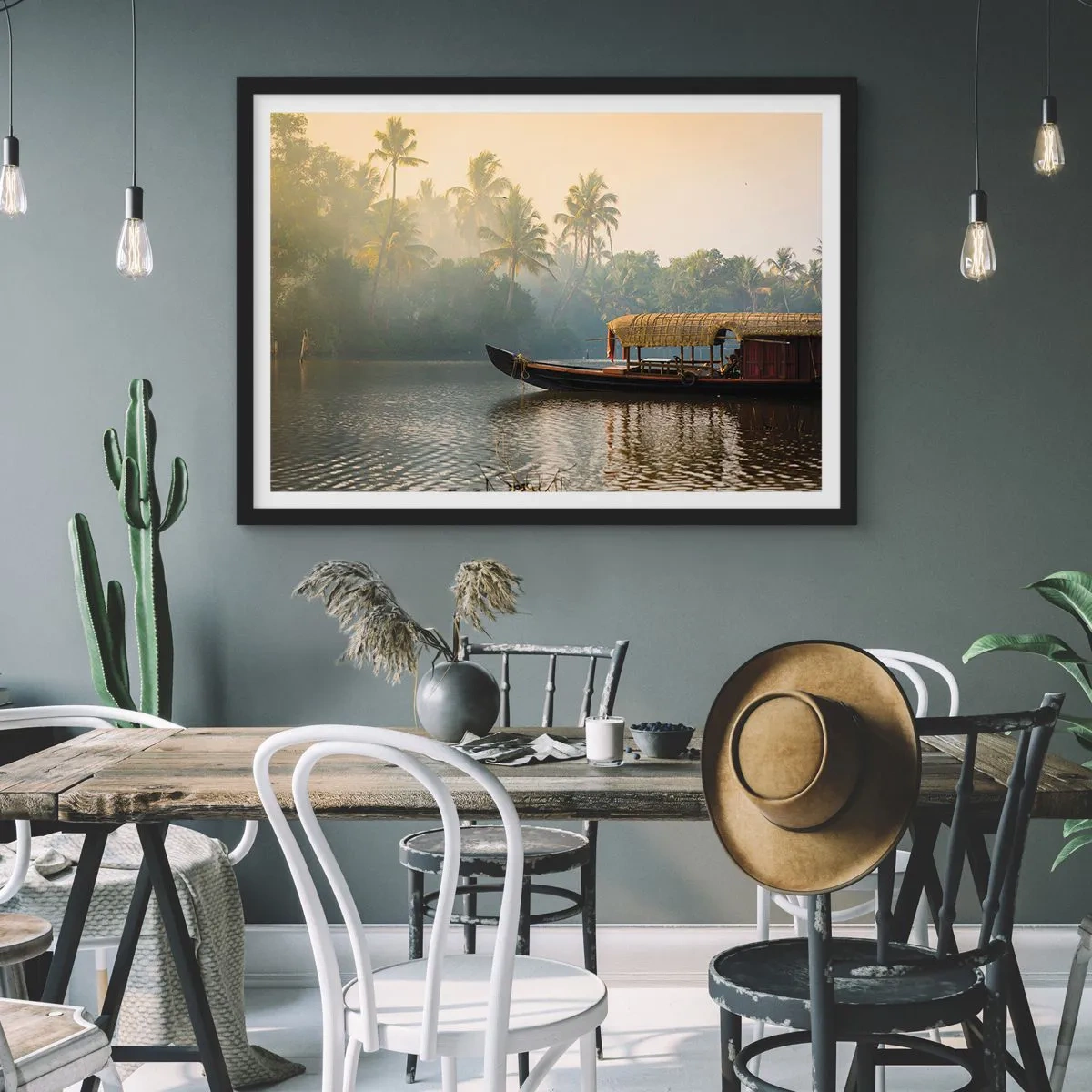 Plakát v černém rámu - Dům na řece - 91x61 cm