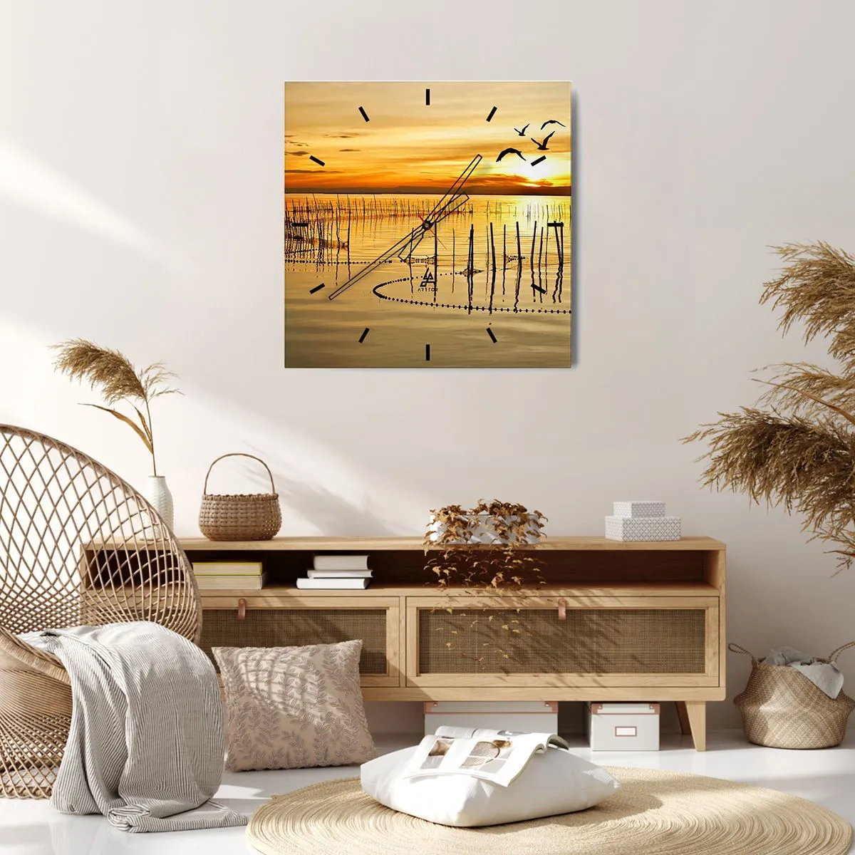 Nástěnné hodiny - Na rybolovu - 30x30 cm