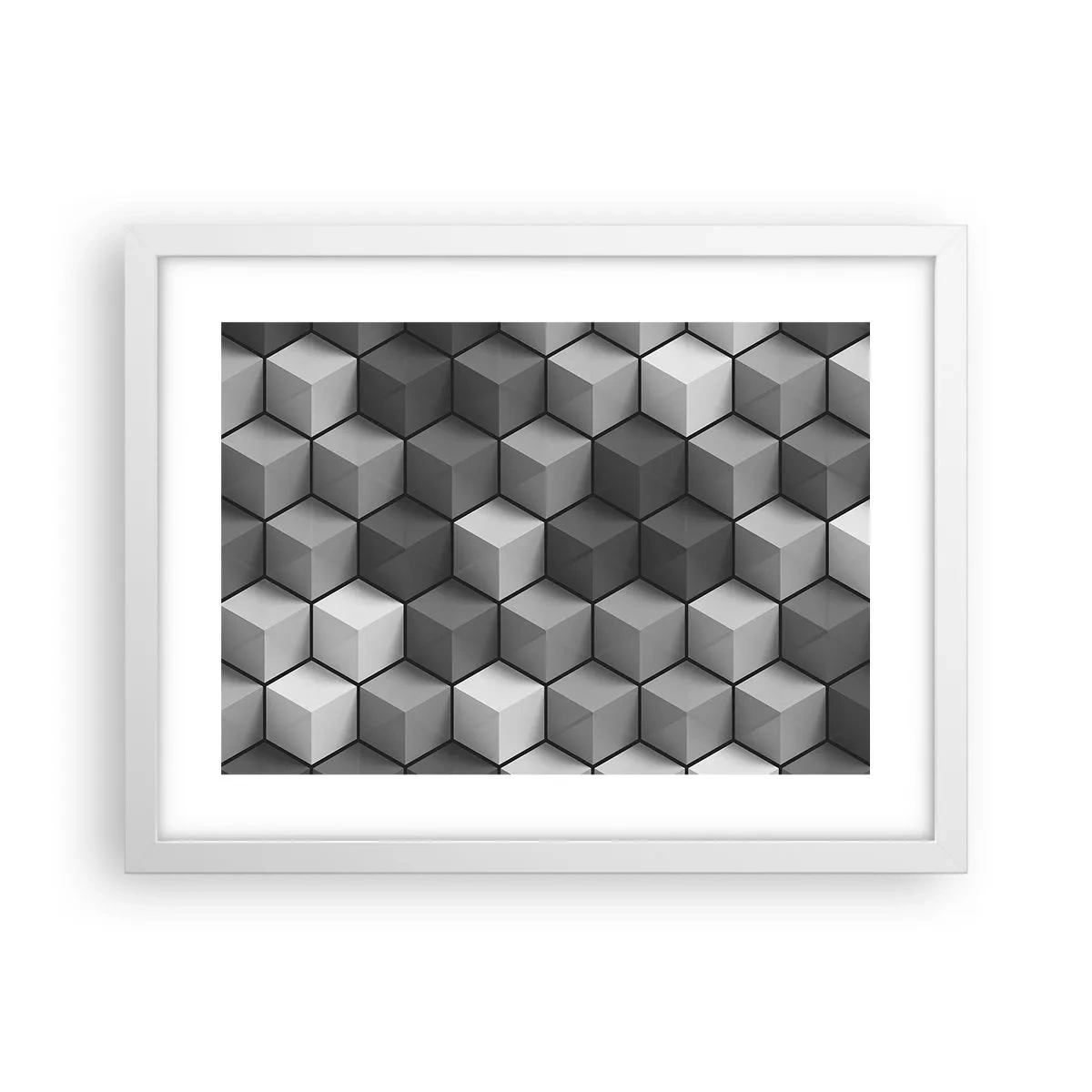 Plakát v bílém rámu - Kubistické puzzle - 40x30 cm