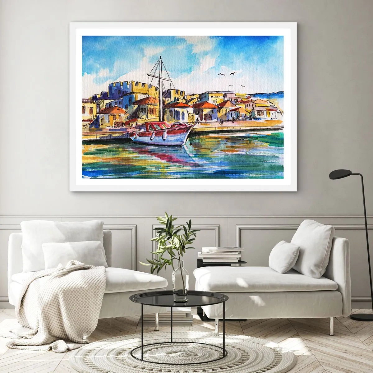 Plakát v bílém rámu - Duhové odpoledne - 100x70 cm