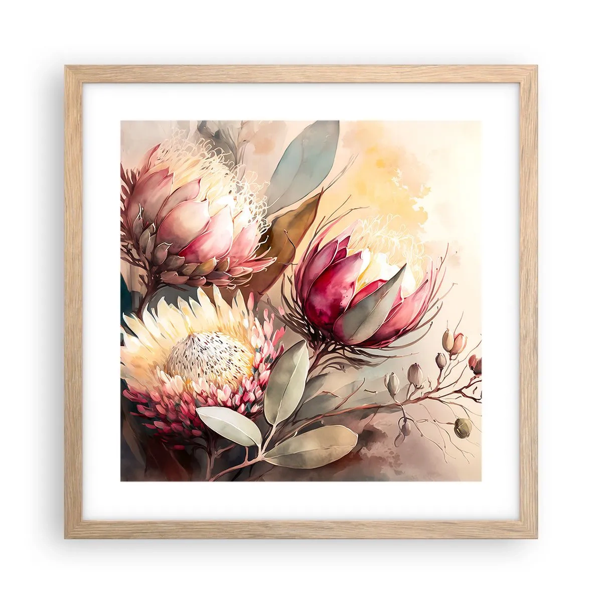 Plakát v rámu světlý dub - Z profilu a en face - 40x40 cm