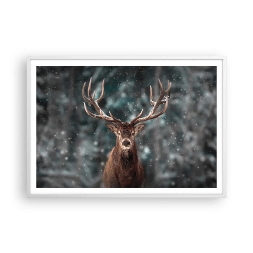 Plakát v bílém rámu - Skutečný král lesa - 100x70 cm