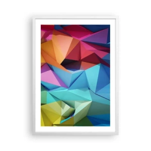 Plakát v bílém rámu - Duhové origami - 50x70 cm