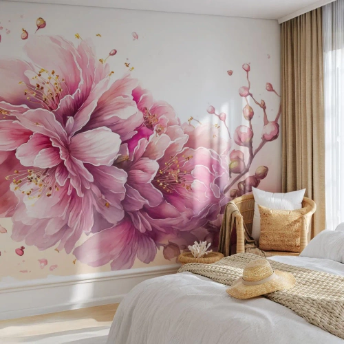 Fototapeta Samolepicí Deluxe Sticker - Květ kvetoucí třešně - Kvetoucí, Květ, vodové barvy - 400x280 cm