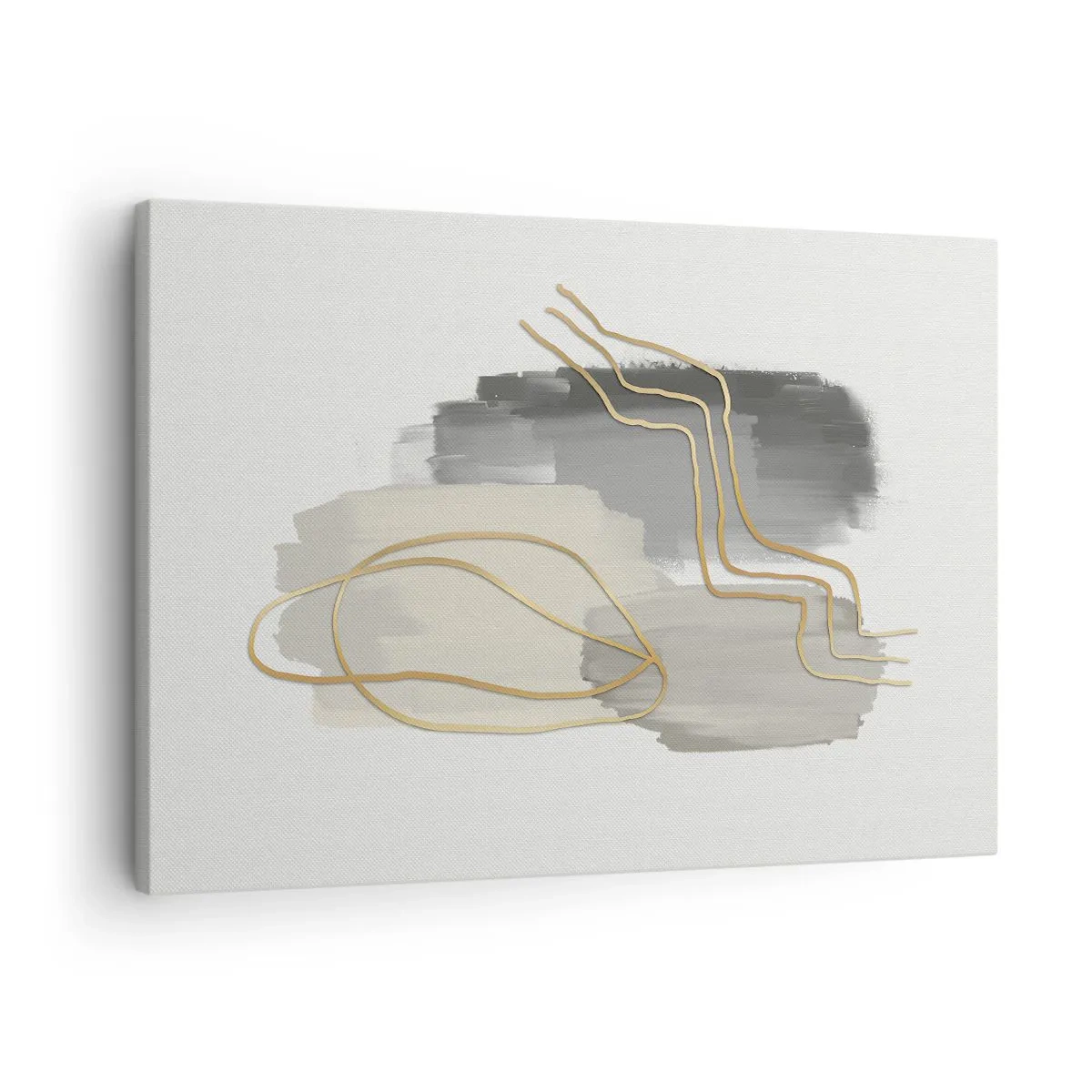 Obraz na plátně - Abstraktní zlaté čáry na šedém pozadí - 70x50cm - Trvání a pohyb - Moderní nástěnná dekorace do obývacího pokoje a ložnice ARTTOR