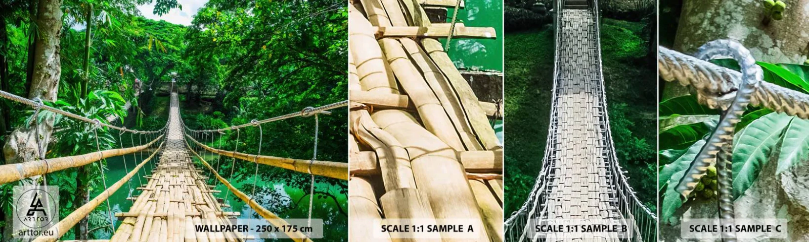 Vzor Fototapety Samolepicí Deluxe Sticker - Opičí most nad zelení - Krajina, Džungle, Filipíny - 100x30 cm