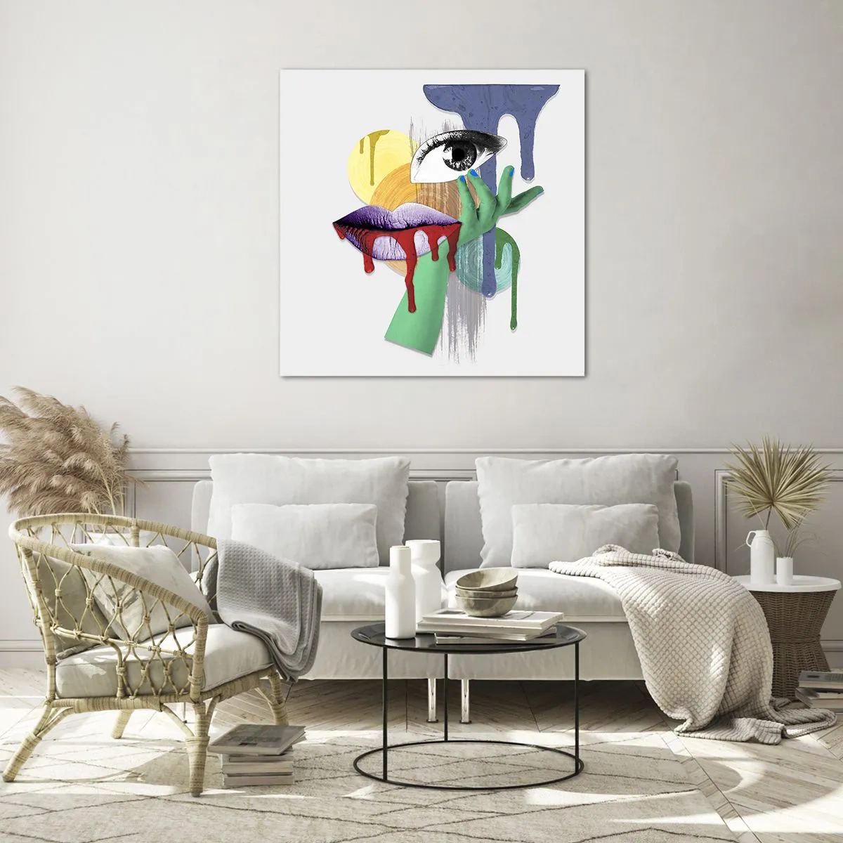 Obraz na skle - Zdeformovaný portrét - 40x40 cm