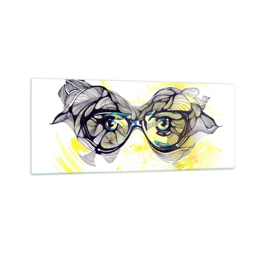 Obraz na skle - Přes modré brýle - 100x40 cm