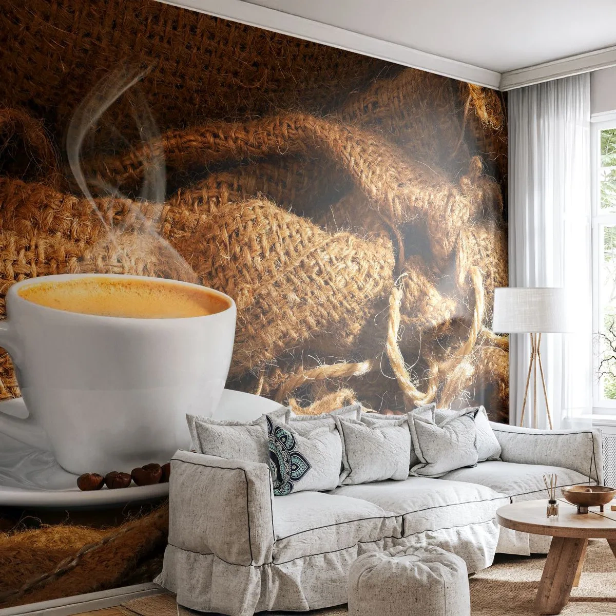 Fototapeta Samolepicí Deluxe Sticker - Vůně moka a hustota medové tekutiny - Gastronomie, Káva, šálek kávy - 250x175 cm