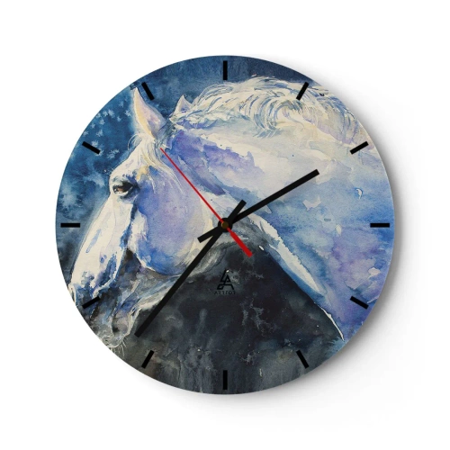 Nástěnné hodiny - Portrét v modré záři - 40x40 cm