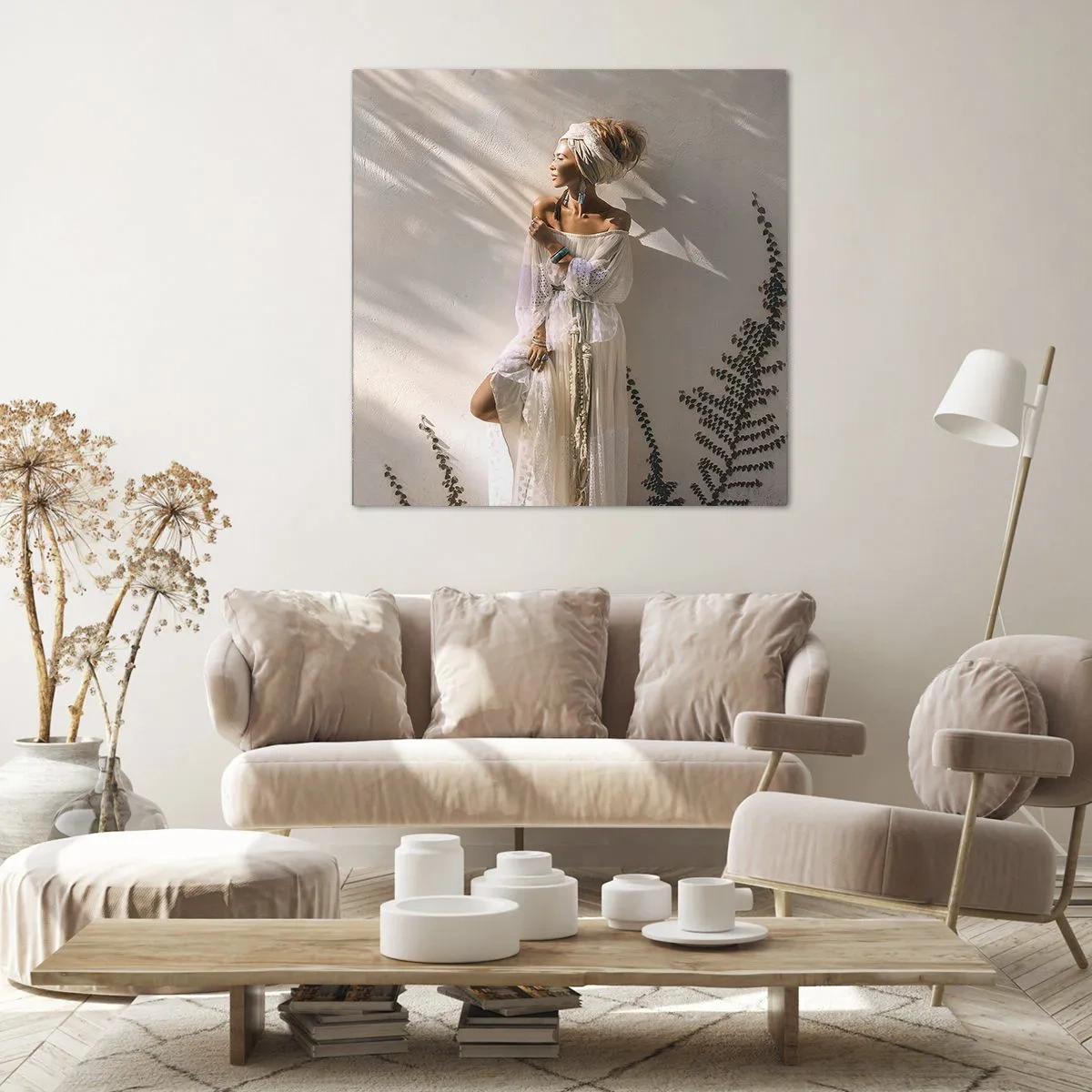 Obraz na plátně - Slunce a dívka - 50x50 cm