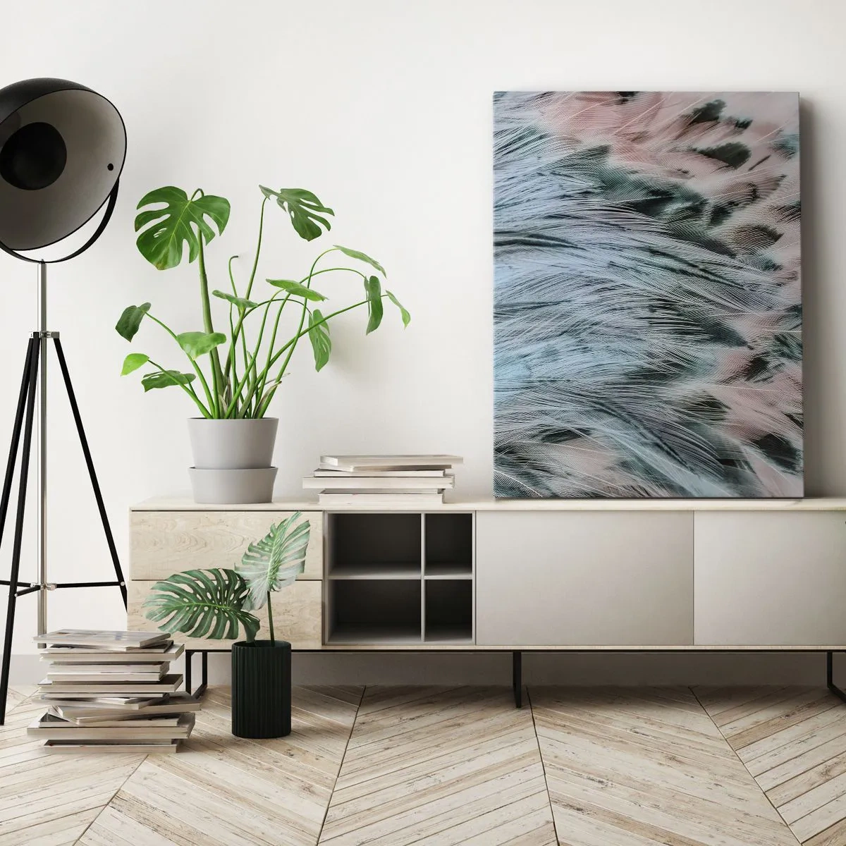 Obraz na plátně - Safírově růžové chmýří - 45x80 cm