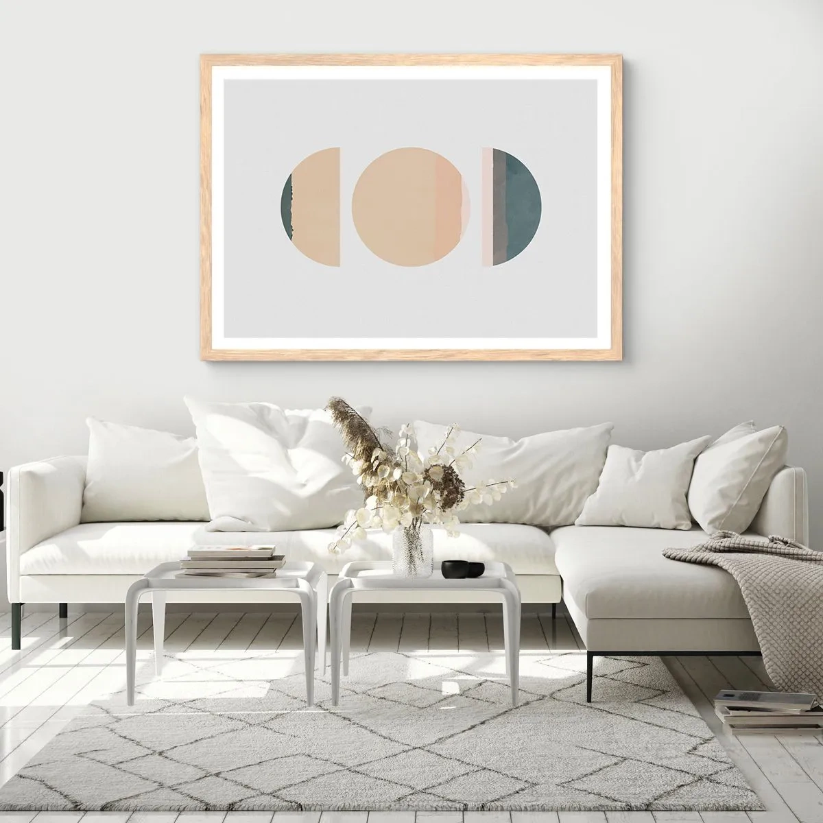 Plakát v rámu světlý dub - Kruh za kruhem - 100x70 cm