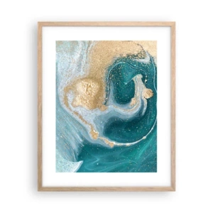 Plakát v rámu světlý dub - Vír zlaté a tyrkysové - 40x50 cm